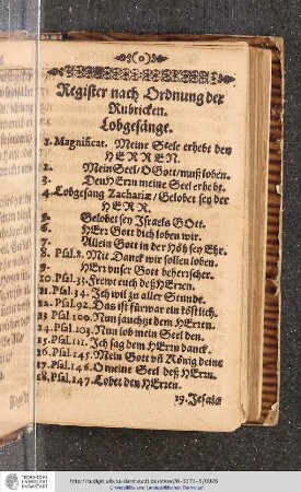 Register nach Ordnung der Rubricken