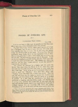 Phases of OverSea Life. IV. Concerning West Africa.