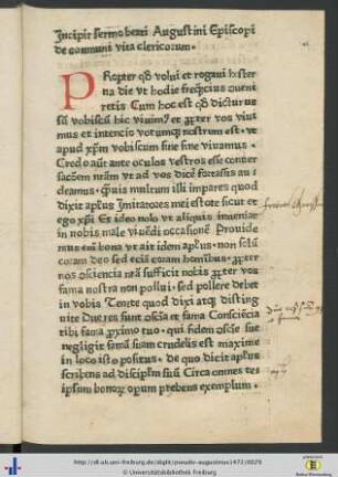 Sermo beati Augustini Episcopi de communi vita clericorum.