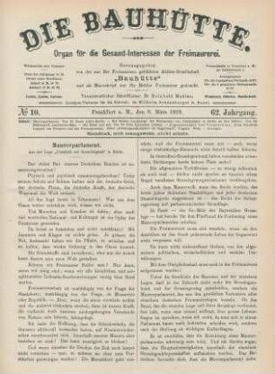 No 10. Frankfurt a. M., den 8. März 1919. 62. Jahrgang.