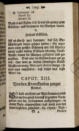 Caput XIII. Von den Kranckheiten junger Kinder.