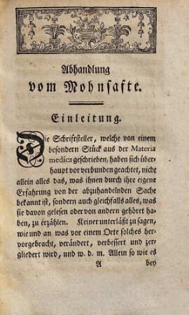 Abhandlung vom Opio, oder Mohnsafte : auf Praktische Bemerkungen gegründet ; aus dem Englischen übersetzt