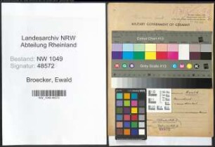 Entnazifizierung Ewald Broecker , geb. 25.06.1897 (Kaufmaennischer Angestellter)