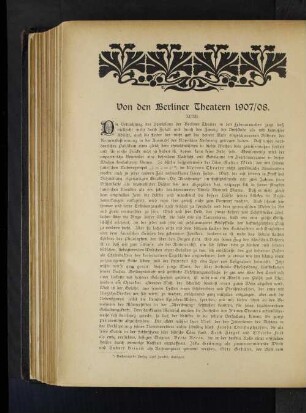 Von den Berliner Theatern 1907/08