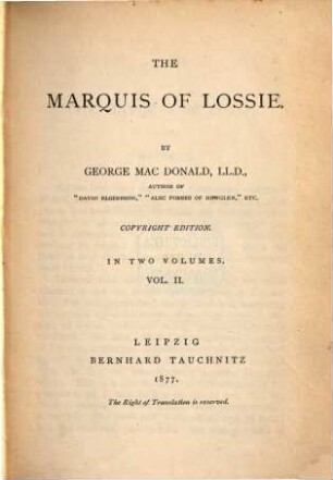 The Marquis of Lossie. 2