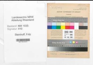 Entnazifizierung Fritz Steinhoff , geb. 22.12.1913 (Buerogehilfe)
