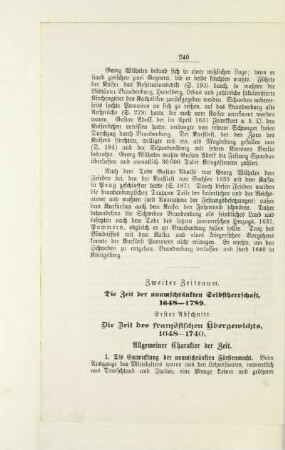 Zweiter Zeitraum. Die Zeit der unumschränkten Selbstherrschaft, 1648 - 1789