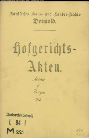 Möller, Henrich Hermann zu Heidenoldendorf gegen Johann Jost Krüger zu Heidenoldendorf - Schuldforderung