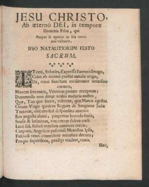 Jesu Christo, Ab aeterno Dei, in tempore Hominis Filio ...