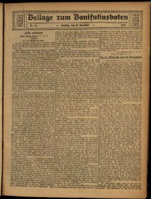Zweite Ausgabe vom Sonntag, den 22. November 1925.