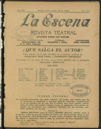 ¡Que salga el autor! : pieza cómica en 1 acto, dividido en 4 cuadros