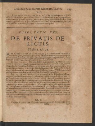 Disputatio XXX. De Privatis Delictis
