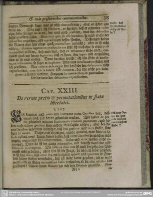 Cap. XXIII. De rerum pretio & permutationibus in statu libertatis
