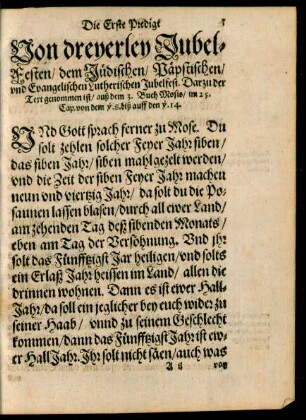 Die Erste Predigt Von dreyerleiy JubelFesten ...