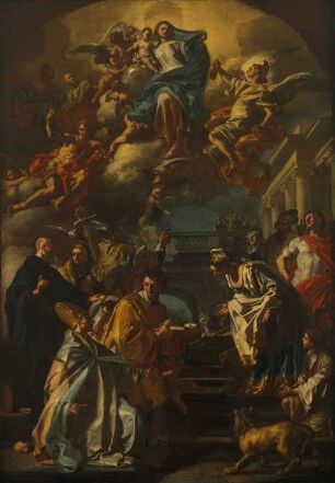 Madonna und Kind in der Glorie mit Heiligen