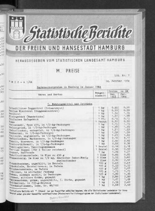 Verbraucherpreise in Hamburg im Januar 1964 : Lfd. Nr. 7