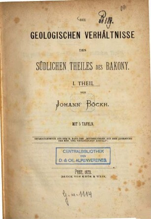 Die geologischen Verhältnisse des südlichen Theiles des Bakony, 1