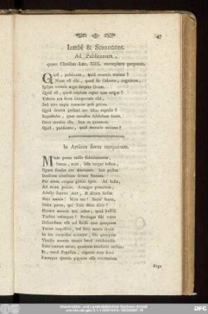 Iambi & Scazontes. Ad Publicanum, quern Christus Luc. XIIX, exemplum proponit.