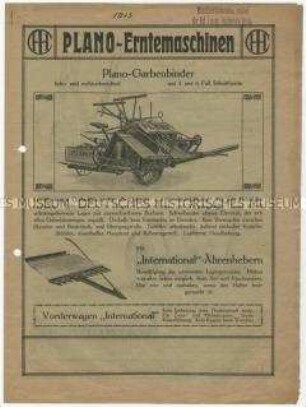 Landwirtschaftliche Maschinen der Plano Company in USA