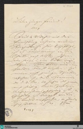 Brief von Feodor Dietz an Unbekannt, 28.11.1862 - K 3521