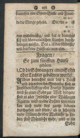 Fragen/ So zum fünfften Hause gehören