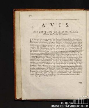 Avis. Sur cette nouvelle et huitieme Edition du Parfait Négociant.