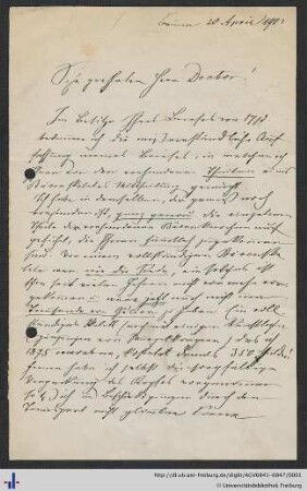 Briefe von Alexander Makowsky an Friedrich Krantz