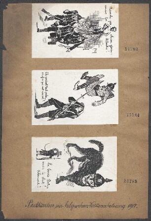 Postkarten aus dem Generalgouvernement Belgien: La souris Belge arrête le chat Allemand !, unsign.