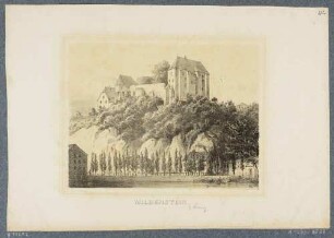 Die Burg Mildenstein über der Freiberger Mulde in Leisnig in Sachsen, aus dem Album der Rittergüter und Schlösser im Königreiche Sachsen, 1. Band