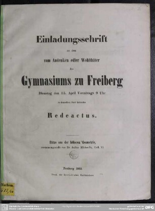 Sätze aus der höheren Geometrie