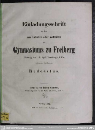 Sätze aus der höheren Geometrie