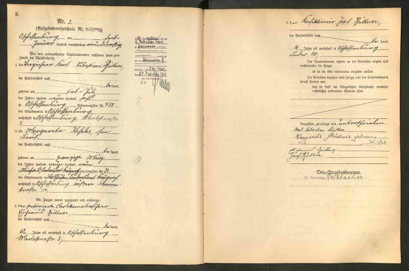 Standesamtsbuch der Stadt Aschaffenburg: Eheschließungen 252/1930 - 130/1931