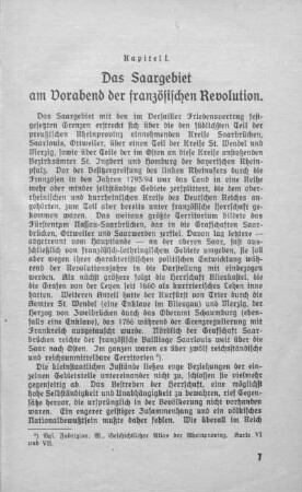 I. Kapitel. Das Saargebiet am Vorabend der französischen Revolution