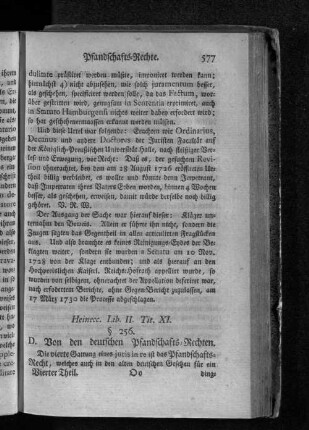 D. Von den deutschen Pfandschafts=Rechten.