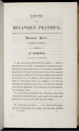 Lecons de Mécanique Pratique. Deuxième Partie. I. Lecon - X.