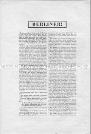 Wahlaufruf der Berliner SPD zur Kommunalwahl 1946