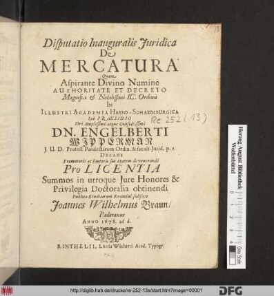 Disputatio Inauguralis Iuridica De Mercatura