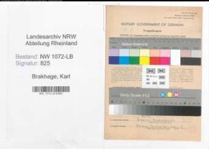 Entnazifizierung Karl Brakhage , geb. 08.11.1902 (Arbeiter)