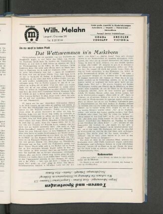 Un nu noch'n beten Platt Dat Wettswemmen in'n Marktborn