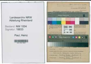 Entnazifizierung Heinz Paul , geb. 31.08.1920 (Kaufm.Angestellter)
