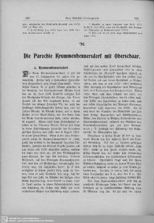 Die Parochie Krummenhennersdorf mit Oberschaar
