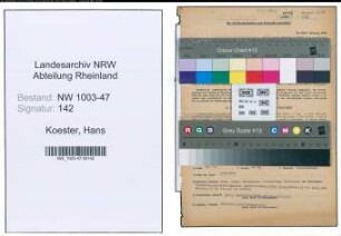 Entnazifizierung Hans Koester , geb. 06.02.1912 (Studienassessor)