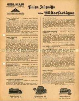Einige Zeugnisse über Butterfertiger