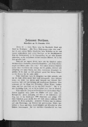 Johannes Bertheau. Gedenkfeier am 14. November 1916.