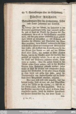 Fünfter Abschnitt. Betrachtungen über die Erscheinung, Lehre und Taufe Johannes des Täufers.