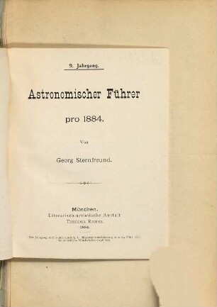 Astronomischer Führer : pro ..., 1884 = Jg. 9