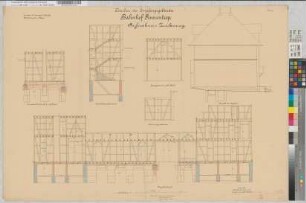 Aufnahmezeichnung: Neubau des Empfangsgebäudes Bahnhof Finnentrop, Blatt 8: innere Fachwerkverbände, M. 1:50 Stnr.: 51, Hge, Bunr.: 13, Blnr.: 8