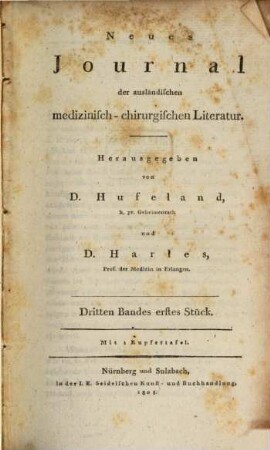 Neues Journal der ausländischen medicinisch-chirurgischen Litteratur. 3. 1805