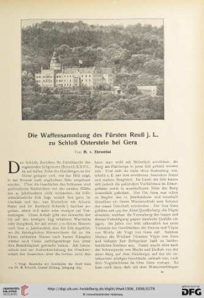 4: Die Waffensammlung des Fürsten Reuß j. L. zu Schloss Osterstein bei Gera