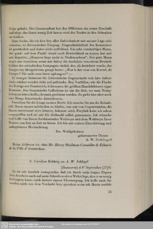 Caroline Rehberg an August Wilhelm von Schlegel, Hannover, 04.09.1791